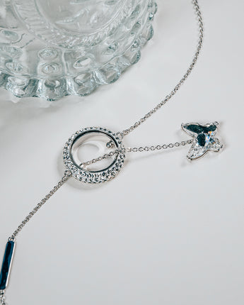 Fareastjewelry,Handmade Necklace,Silver&Crystal,Butterfly series