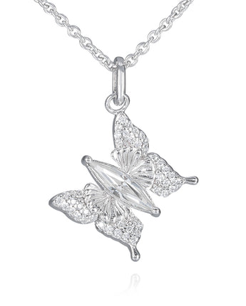 Fareastjewelry,Handmade Necklace,Silver&Crystal,Chasing Butterfly series