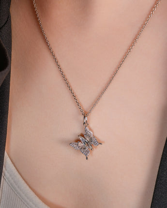 Fareastjewelry,Handmade Necklace,Silver&Crystal,Chasing Butterfly series