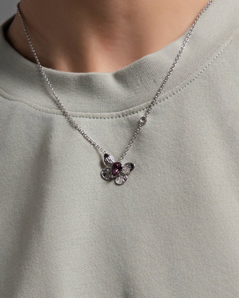 Fareastjewelry,Handmade Necklace,Silver&Crystal,Color Butterfly series