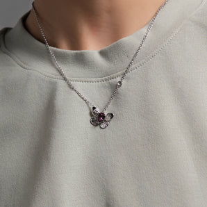 Fareastjewelry,Handmade Necklace,Silver&Crystal,Color Butterfly series