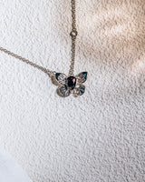 Fareastjewelry,Handmade Necklace,Silver&Crystal,Color Butterfly series