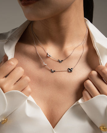 Fareastjewelry,Handmade Necklace,Silver&Crystal,Dream Butterfly Shadow series