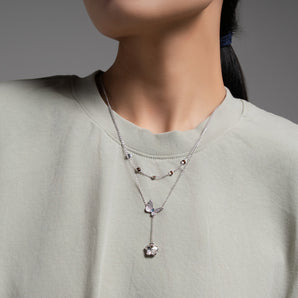 Fareastjewelry,Handmade Necklace,Silver&Crystal,Dream Butterfly series