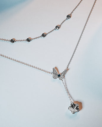 Fareastjewelry,Handmade Necklace,Silver&Crystal,Dream Butterfly series