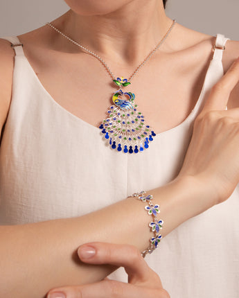 Fareastjewelry,Handmade Necklace,Silver&Enamel,Phoenix series