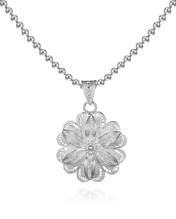 Fareastjewelry,Handmade Necklace,Silver,Flower Cluster Peony series