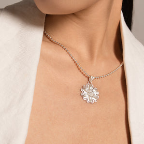 Fareastjewelry,Handmade Necklace,Silver,Flower Cluster Peony series