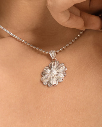 Fareastjewelry,Handmade Necklace,Silver,Flower Cluster Peony series