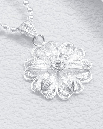 Fareastjewelry,Handmade Necklace,Silver,Flower Cluster Peony series