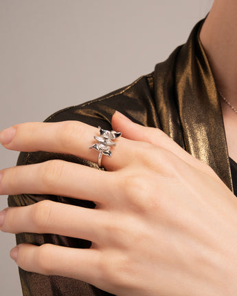 Fareastjewelry,Handmade Ring,Silver&Crystal,Chasing Butterfly series