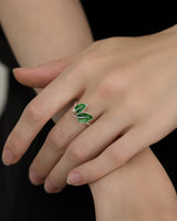 Fareastjewelry,Handmade Ring, Silver&Enamel,Bamboo Leaves series