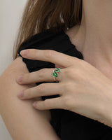 Fareastjewelry,Handmade Ring, Silver&Enamel,Bamboo Leaves series