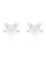 Silver Earrings Playful Cat - fareastjewelry