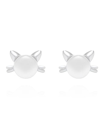 Silver Earrings Playful Cat - fareastjewelry