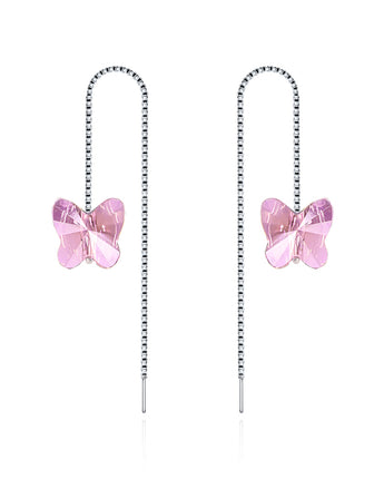 Handmade Earrings,Silver&Crystal,Butterfly series