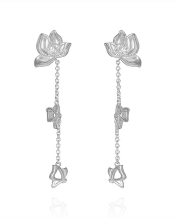 Handmade Earrings,Silver&Crystal,Pure Lotus series