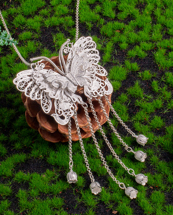 Handmade Necklace, Silver,Butterfly Shadow series - fareastjewelry