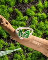 Handmade Ring, Silver&Enamel,Bamboo Leaves series - fareastjewelry