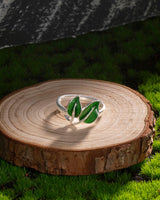 Handmade Ring, Silver&Enamel,Bamboo Leaves series - fareastjewelry
