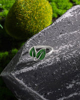 Handmade Ring, Silver&Enamel,Bamboo Leaves series - fareastjewelry
