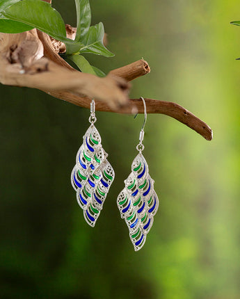 Handmade Earrings,Silver&Enamel,Light and Shadow series - fareastjewelry