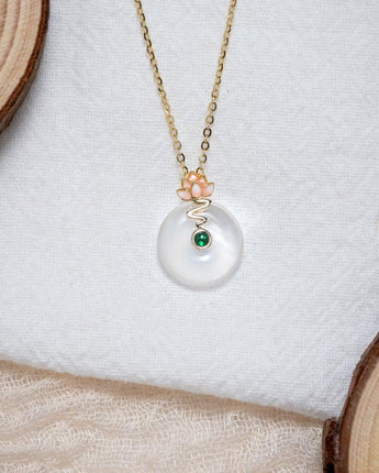 Handmade,White Jade Lotus Pendant,Dream series - fareastjewelry