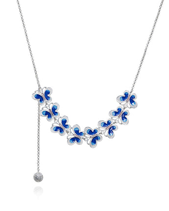 Handmade Necklace,Silver&Enamel,Orchid Butterfly series - fareastjewelry
