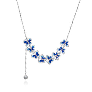 Handmade Necklace,Silver&Enamel,Orchid Butterfly series - fareastjewelry