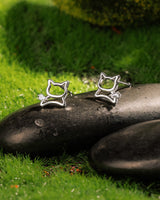 fareastjewelry Silver Earrings Playful Cat lover