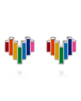 fareastjewelry Silver Earrings Rainbow Heart