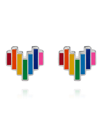 fareastjewelry Silver Earrings Rainbow Heart