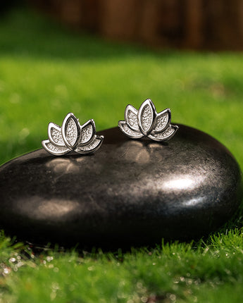 fareastjewelry Silver Earrings lotus