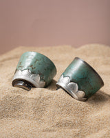 Kiln-transformed Glaze Colors,Lotus,999 Gilt Silver Cups,Set Of Two Cups - fareastjewelry
