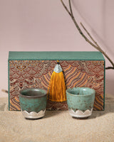 Kiln-transformed Glaze Colors,Lotus,999 Gilt Silver Cups,Set Of Two Cups - fareastjewelry