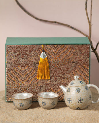 Classical Floral,Tea Set,999 Gilt Silver - fareastjewelry