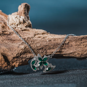 Green Crystal Butterfly Necklace - fareastjewelry