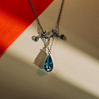 Teardrop Bule Crystal Necklace - fareastjewelry