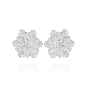 Silver Wild Flower Earrings - fareastjewelry