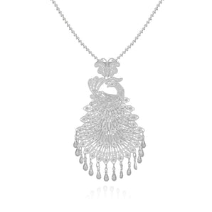 Silver Peacock Pendant Necklace - fareastjewelry