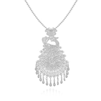 Silver Peacock Pendant Necklace - fareastjewelry