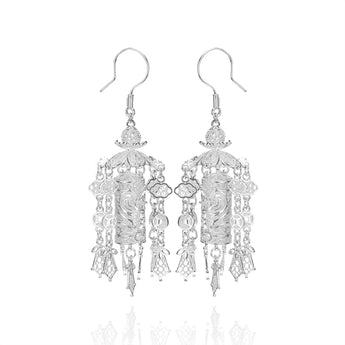 Silver Dangling Lantern Earrings - fareastjewelry