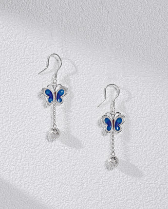 Handmade Earrings,Silver&Enamel, Butterfly series - fareastjewelry