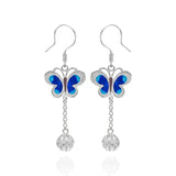 Silver Enameled Butterfly Earrings - fareastjewelry