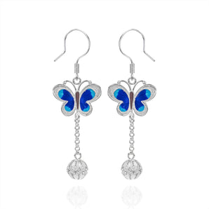 Silver Enameled Butterfly Earrings - fareastjewelry