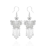 Silver Butterfly Tassel Earrings - fareastjewelry