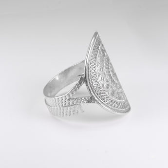 Silver Oval Drum Style Ring - fareastjewelry