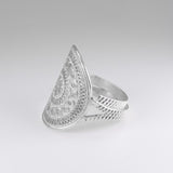 Silver Oval Drum Style Ring - fareastjewelry