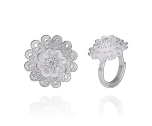 Silver Daisy Flower Ring - fareastjewelry