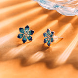 Silver Enameled Flower Earrings - fareastjewelry